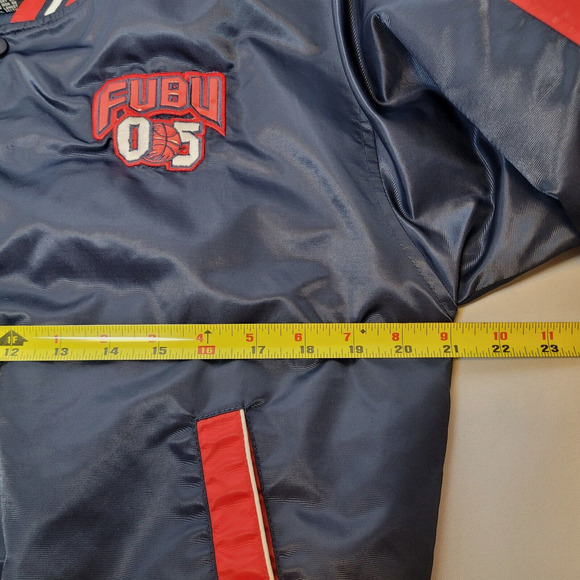 Vintage FUBU The Collection Basketball Varsity Puffer Jacket Button Down Boys - Picture 13 of 16
